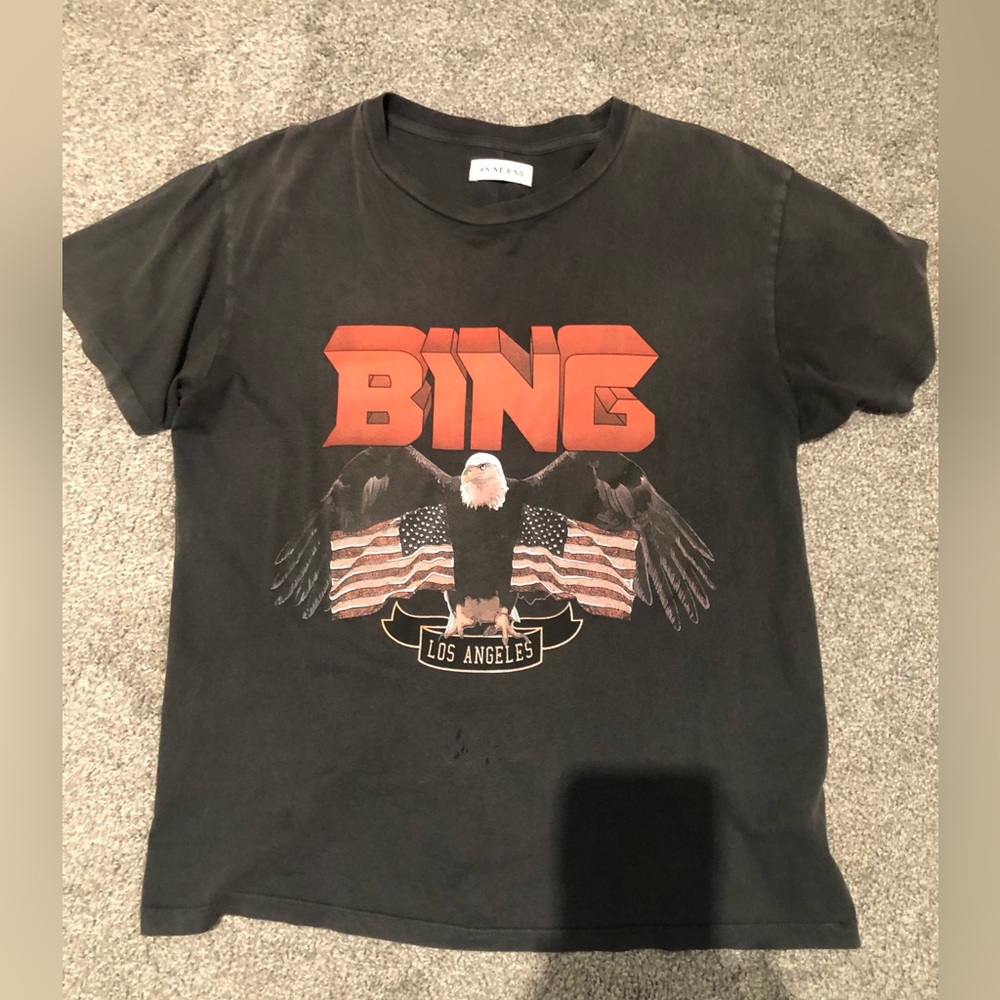 Anine Bing Vintage Bing Tee In Washed Black SIZE XS